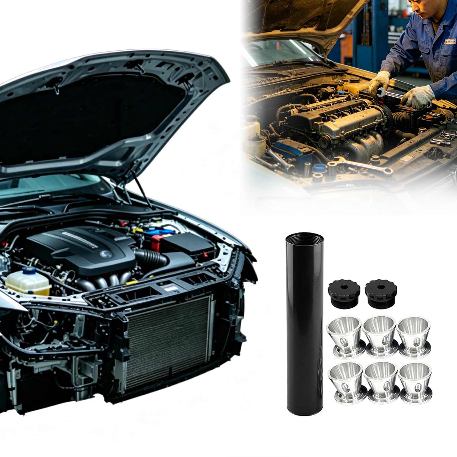 Filtro de disolventes: Kit de trampa de disolventes de aluminio negro Incluye tubo de aluminio y varios tapones de extremo Compatible con sistemas de filtración automotriz de grado ind 1/2 x 28*1 set
