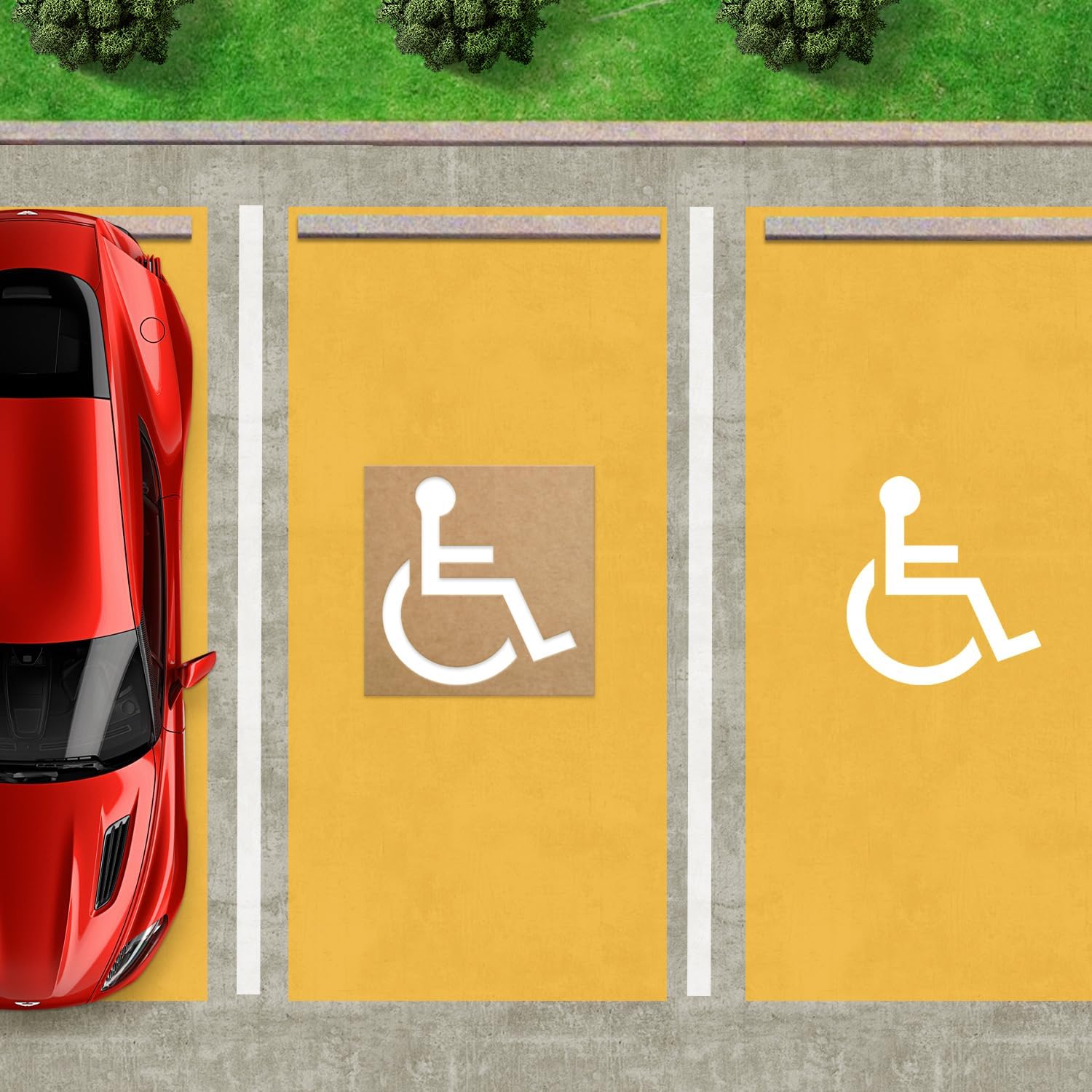 35.5" x 33" Handicap Stencil Kit - Reusable Parking Lot Stencil, Cardboard Pavement Stencils for Painting, Effortlessly Mark Spaces
