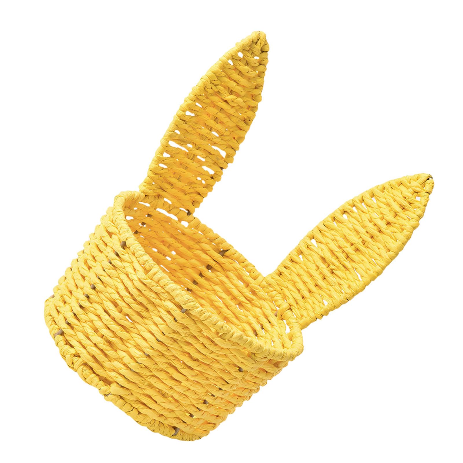 hogtnd Handmade Woven Flower Holder with Rabbit Ears Shape, Easter Egg Storage Basket, Organisation, Accessories, Easter Basket