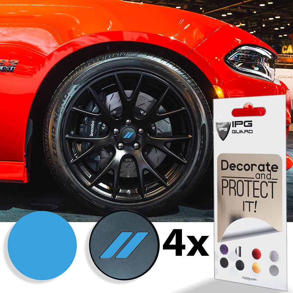 IPG Compatible for Dodge Charger Challenger Durango Wheel Center Cap Decal Sticker Wrap Kit Personalize Your Vehicle (Inner Logo, Light Blue)