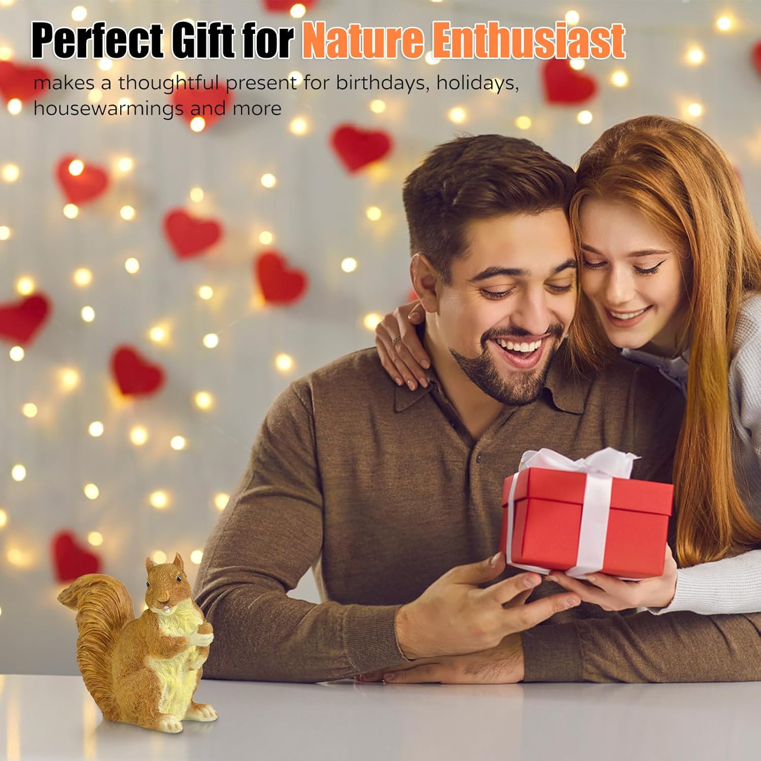 Brown Squirrel Statue with Acorn – Hand-Painted Polyresin Garden Figurine for Lawn & Patio – Small Nature-Inspired Outdoor Décor - Image 4