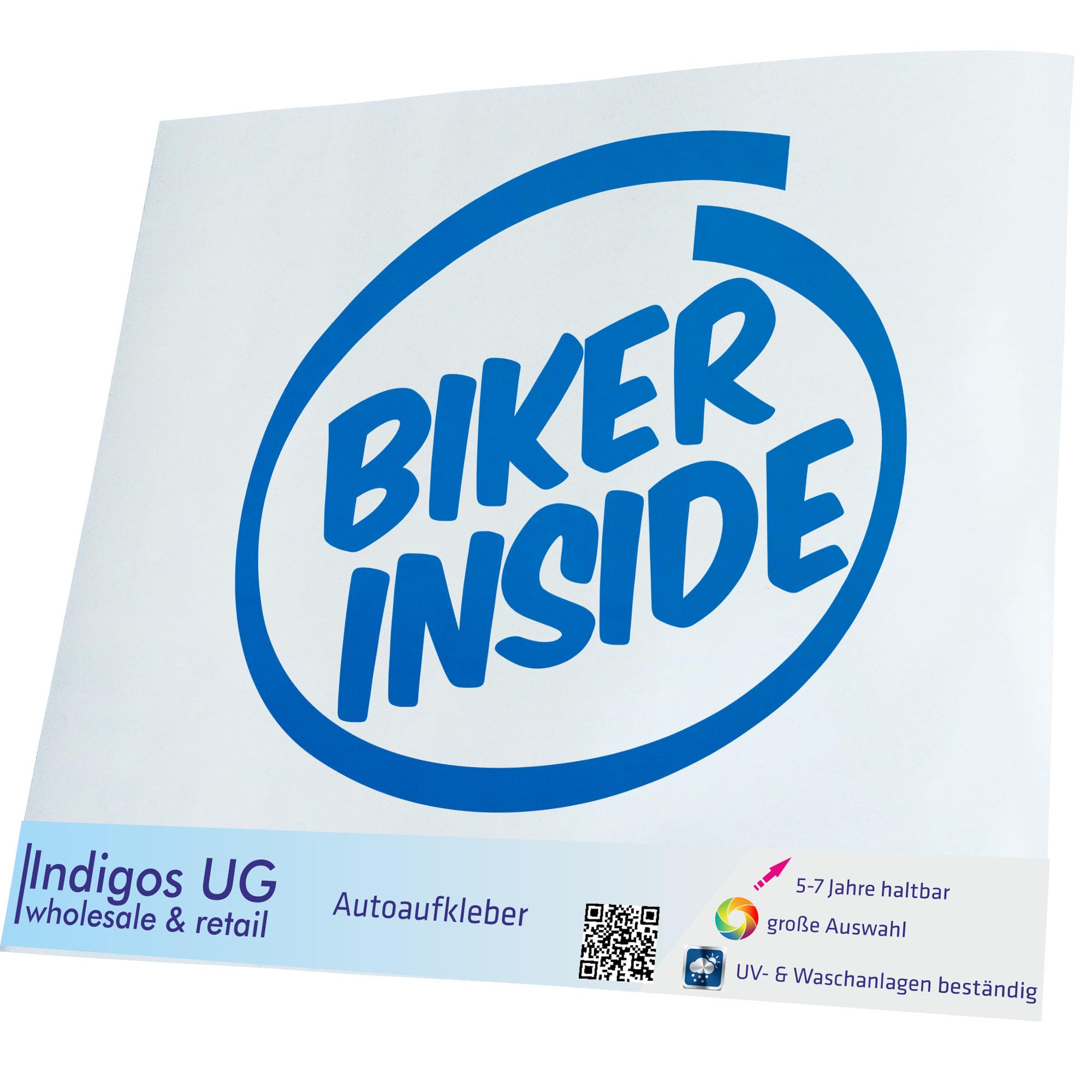 Sticker - Car Sticker - JDM - Die Cut - Biker Inside - Motorcycle - 300 x 272 mm - Blue - Rear Window Sticker - Tuning Boat Car Laptop Truck