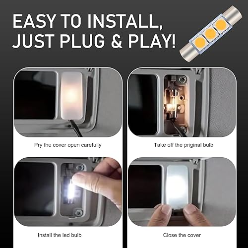 Miniatura 6 de dawfall Pack-10 Car 28mm LED Light, 1.1" x 0.24" 5050-3SMD 180 Degree Bright Indoor Light Bulb Replacement, Reading Light Roof Light Makeup Light,