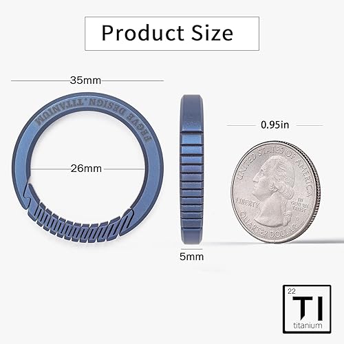 Miniatura 2 de FEGVE Carabiner Keychain Clip with 2 Key Rings, Titanium Quick Release Keychain Small Carabiner Clip for Keys