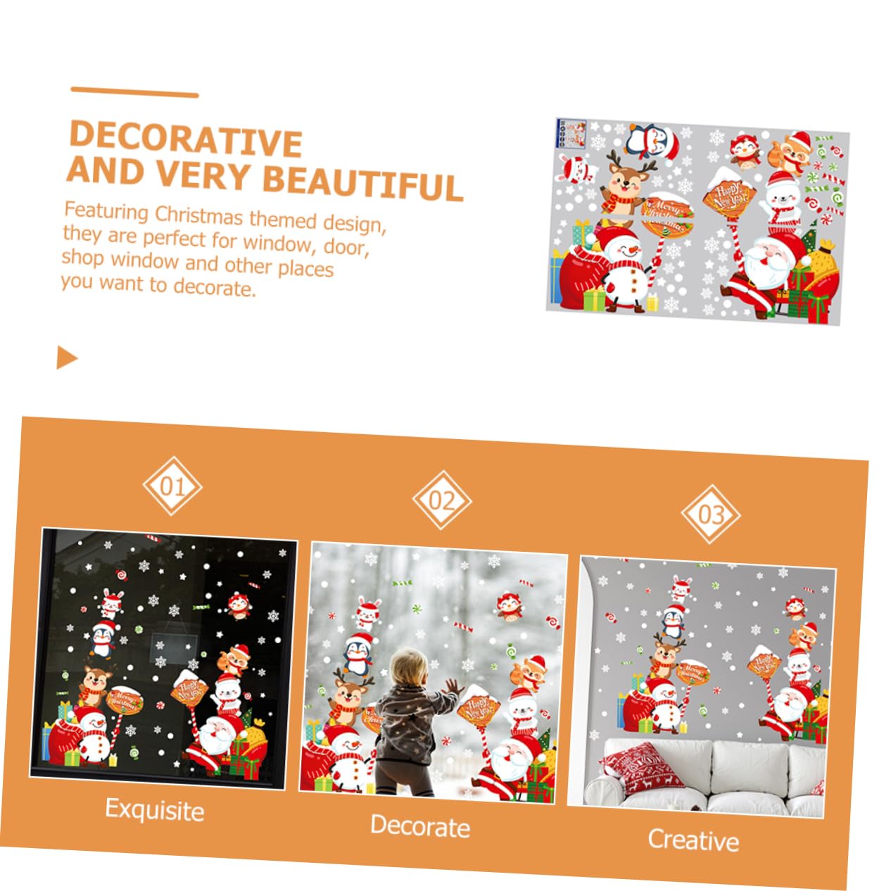 Zerodeko 5 Juegos Pegatinas Navideñas Ventana De De Nieve Se Aferra Calcomanías De Decoración De Navidad Calcomanías De Ventana De De Nieve Navidad Pegatinas De Polivinilo