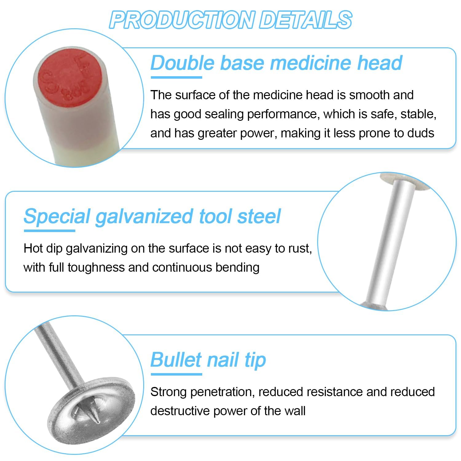 800 sztuk gwoździ do pistoletu do paznokci, 7,3 mm, mini gwoździe stalowe, pistolet do paznokci na sprężone powietrze, gwoździe stalowe, gwoździe do przebijania betonu, mocowanie i naprawa sufitów,
