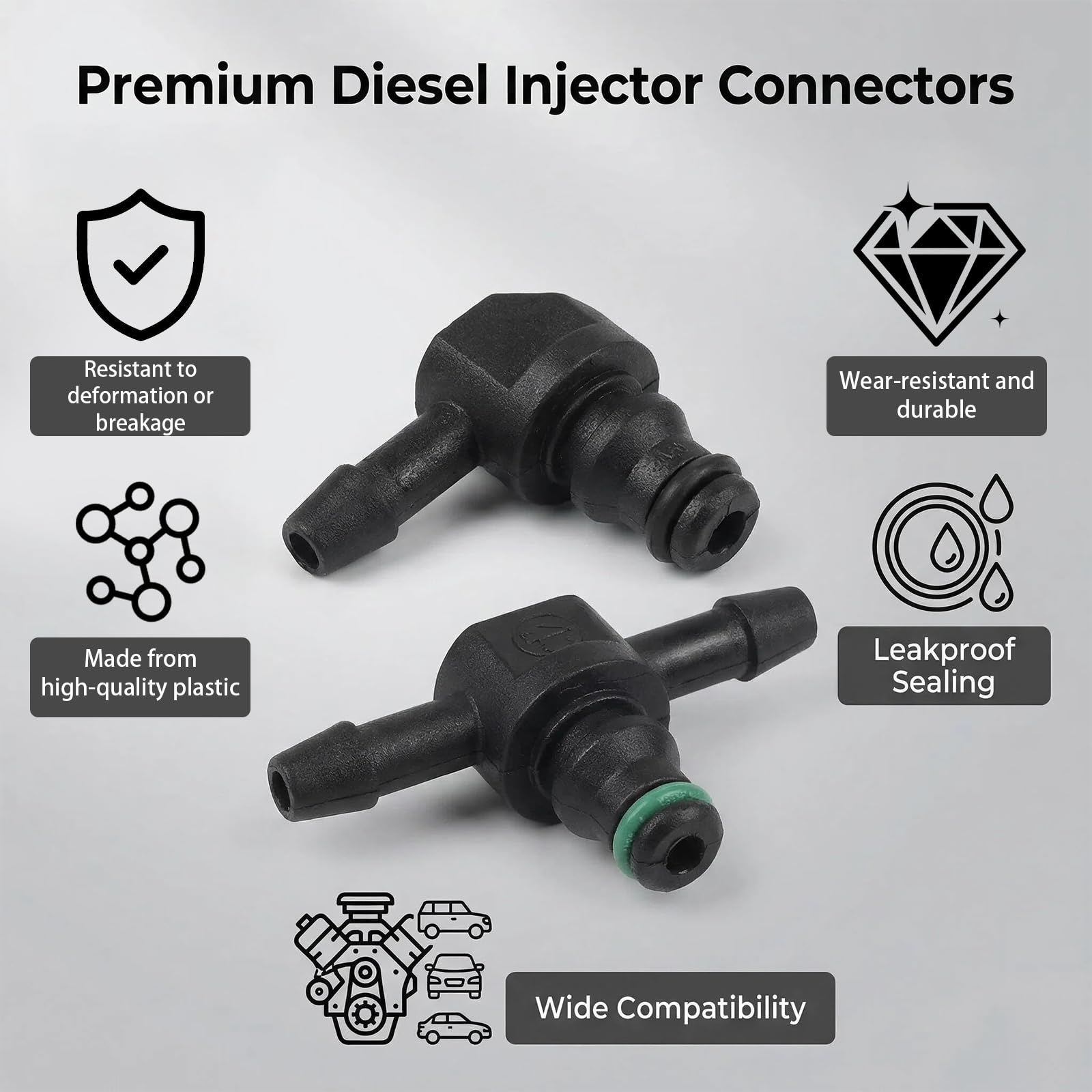 4 nippli di ritorno per iniettori Common Rail, connettori a 2 vie e 3 vie, velocità di ritorno iniettore per motori diesel, per pneumatici e sistemi idraulici, senza perdite