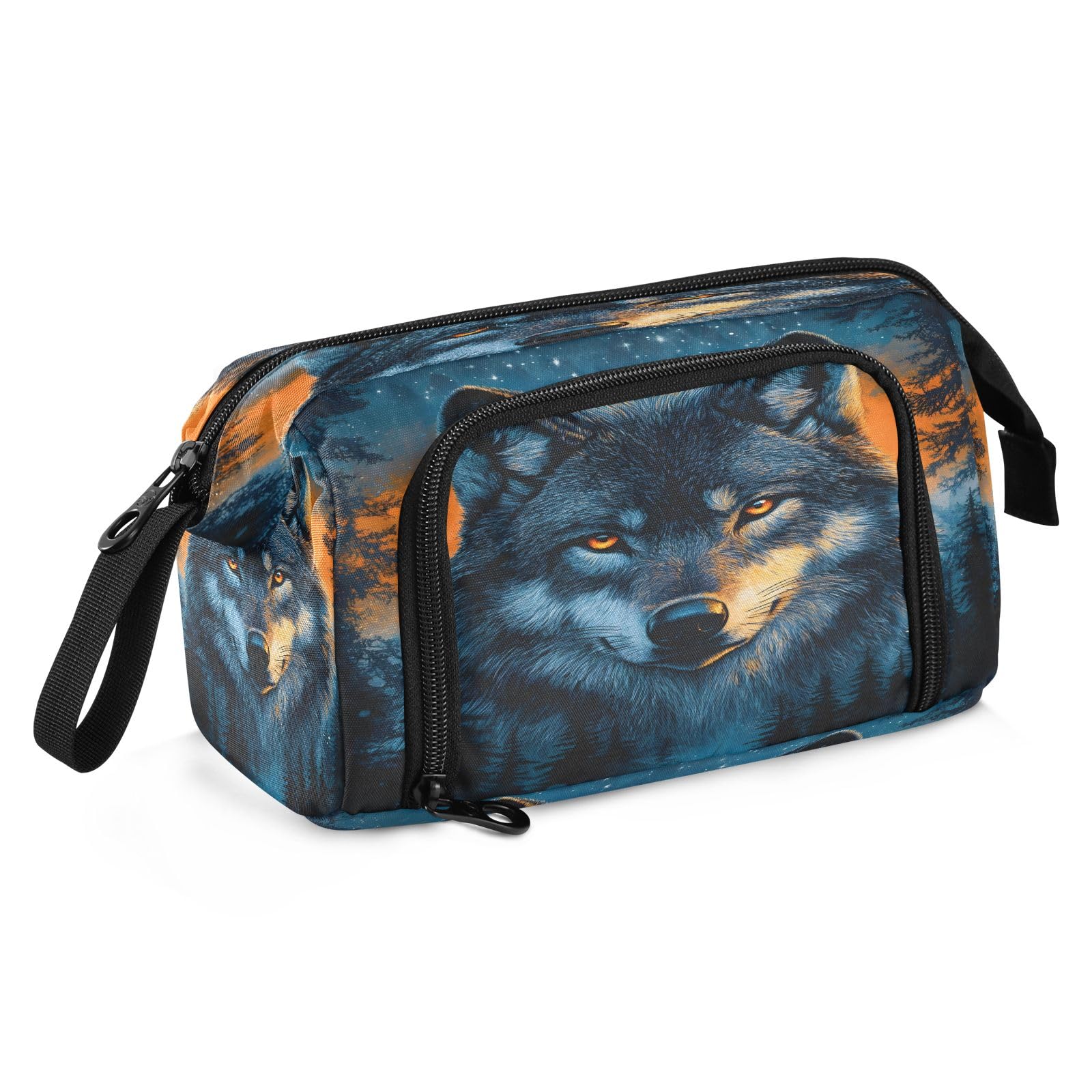 Mnsruu Big Capacity Pencil Case Wolf Pouch Pen Case Pencil Box Stationery Bag Makeup Bag Office Organizer for Adults