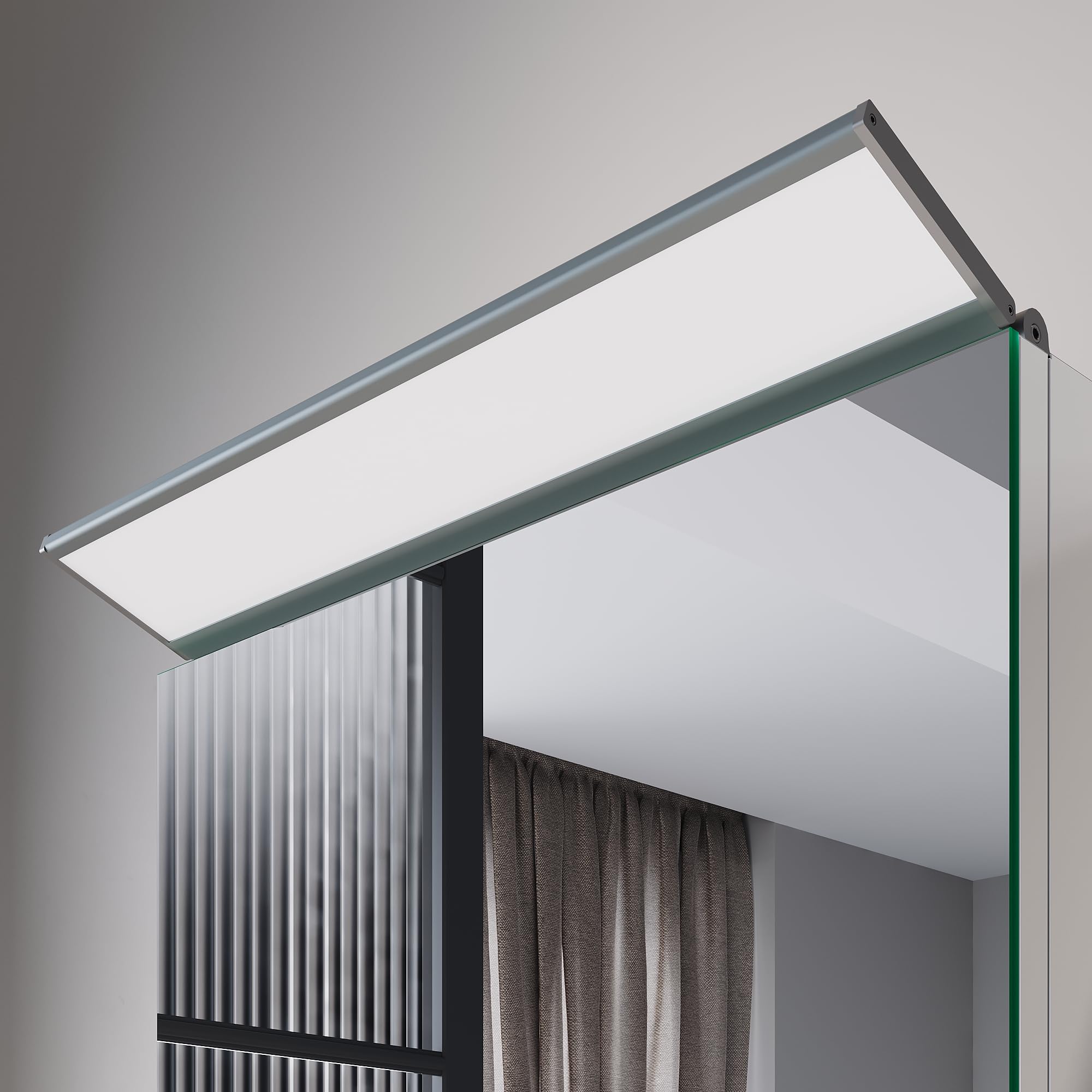SIRHONA Armoire Murale Salle de Bain avec Éclairage LED, 36x52cm, Guide de lumière Acrylique, Armoire de Miroir de Salle de Bain en Acier Inoxydable, Armoire de Toilette, Blanc argenté