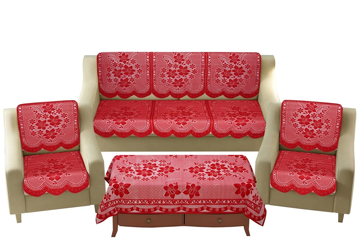 Arpan Industries Cotton Fabric Net Sofa Covers for 5 Seater Sofas (Maroon) - Pack of 11 (B097H52W9J) Amazon Price History, Amazon Price Tracker