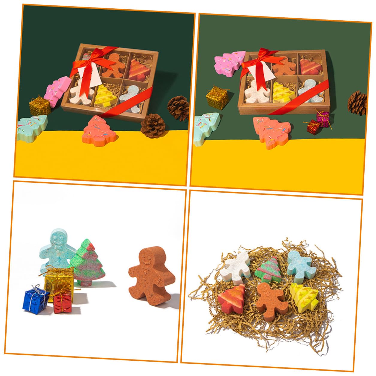 6 Stück Weihnachts-Badebomben mit Reichhaltigem Schaum Hautfreundliches Badesalz für Aromatisches Multi-Funktions-Bad Sanfte Hautpflege und Entspannender Duftkugel