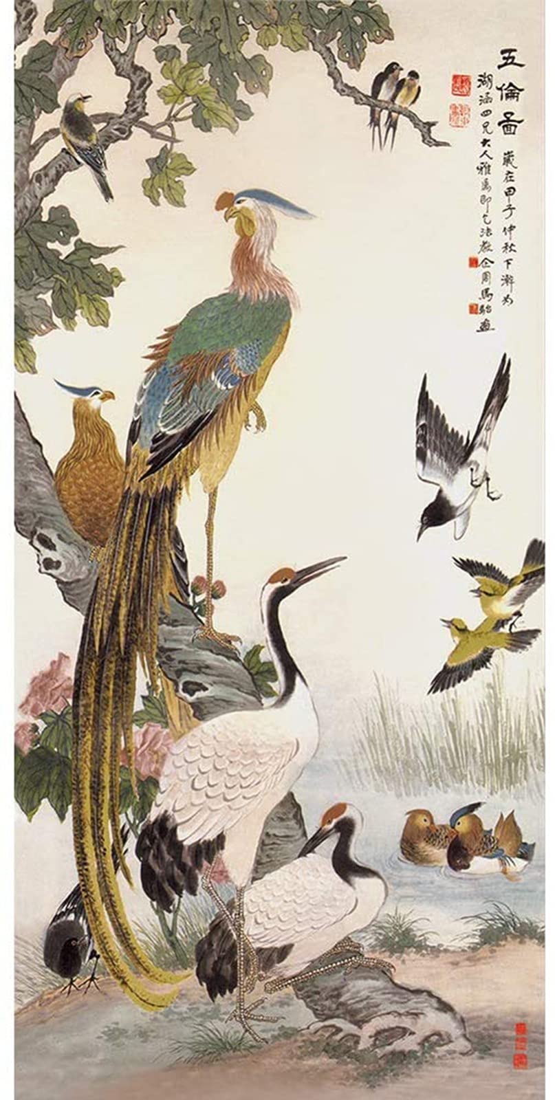 Amazon｜DBXOKKFCC 鳥の中国の水墨画は装飾的な壁の芸術を掛ける芸術