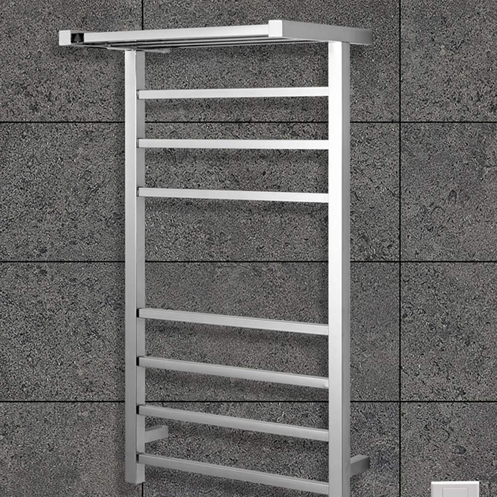 Portasciugamani a tubo quadrato, 6 barre, elettrico, da parete, per hotel, casa e bagno, super resistente.