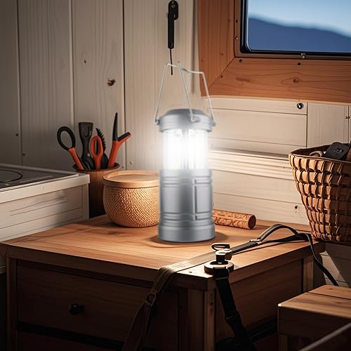 Miniatura 7 de Paquete de 4 linternas de campamento, faroles LED alimentados por batería para huracanes, cortes de energía y uso al aire libre