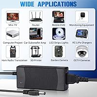 Vista 5 de Facmogu 48V 2A Power Supply Adapter, AC 100-240V to DC 48V 2A Transformer Interface 5.5x2.5mm & 5.5x2.1mm Plug, 96W Adapter US Plug for Stereo