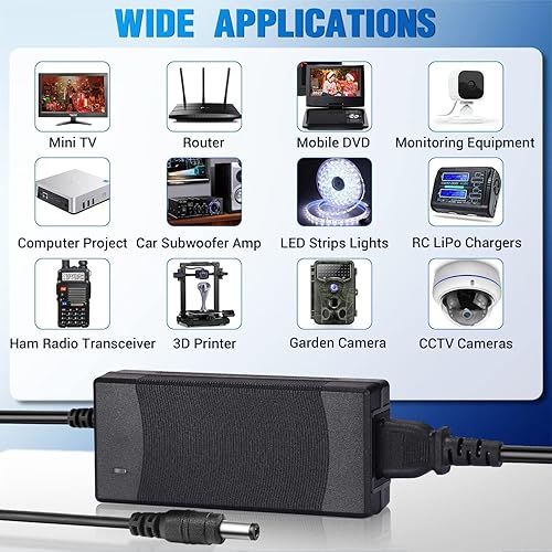 Miniatura 5 de Facmogu Adaptador de fuente de alimentación de 48 V, 2 A, CA 100-240 V a CC 48 V 2 A, interfaz de transformador de 0.217 x 0.098 in y enchufe de