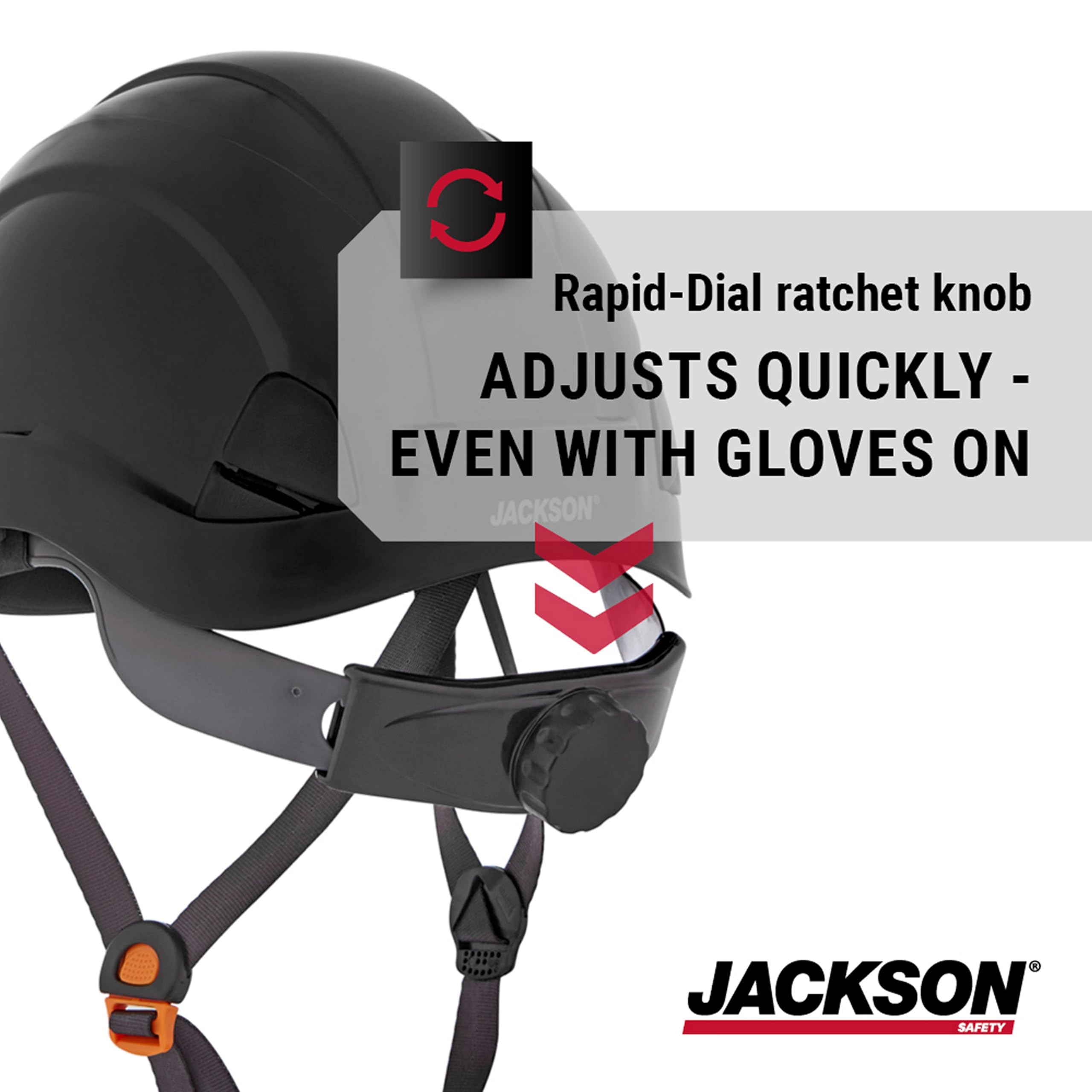 Jackson Safety CH-300 - Casco Duro Industrial de Escalada, Cumple con la Norma EN 397, sin ventilación, suspensión de 6 Puntos, Negro, 20907