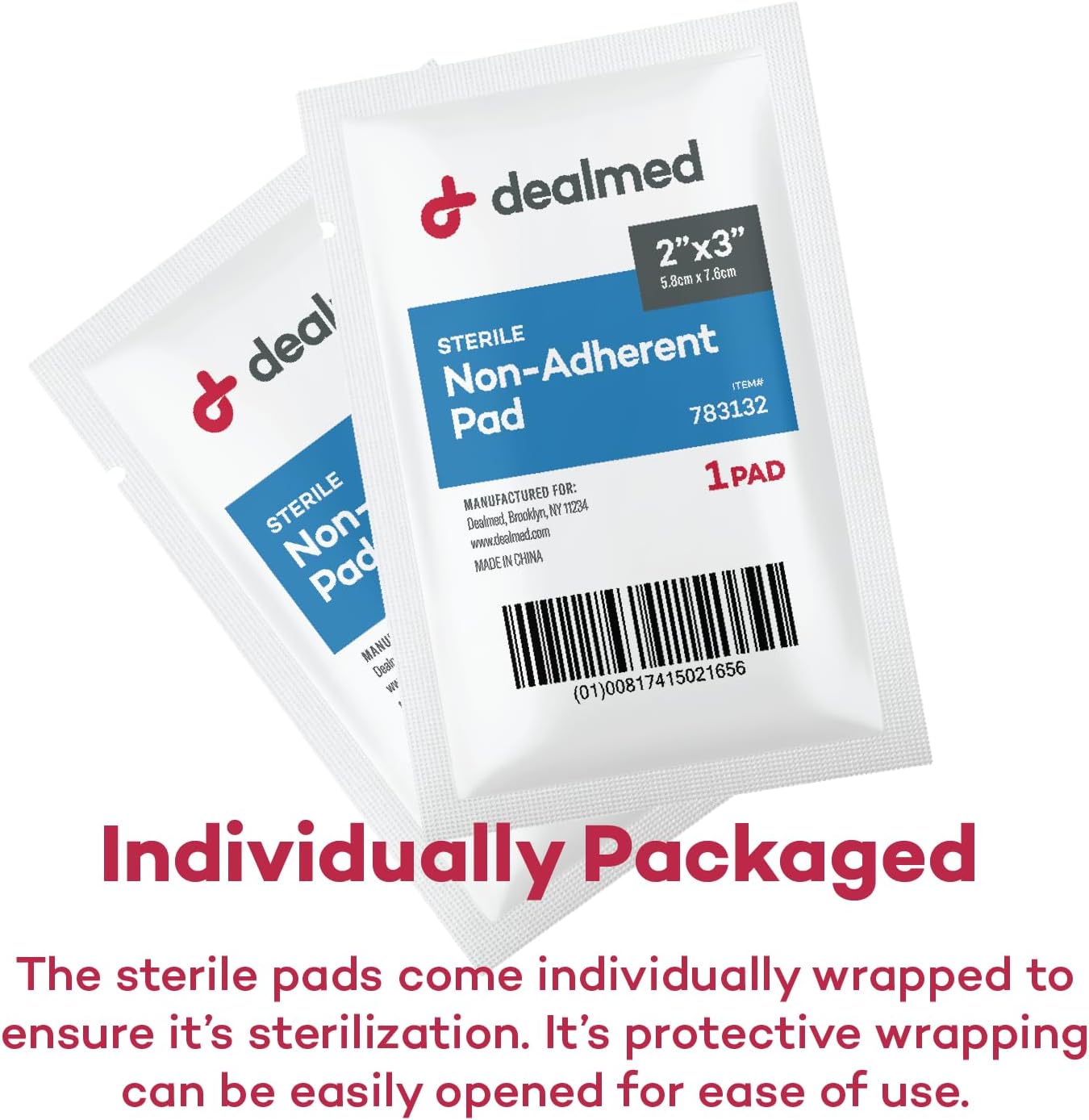 Dealmed Sterile Non-Adherent 2" x 3" Gauze Pads | Non-Adhesive Wound Dressing, Highly Absorbent & Non-Stick, Painless Removal-Switch, Individually Wrapped for Extra Protection (2" x 3" Case of 1200)