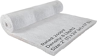 SIMOND STORE Ceramic Fiber Blanket - 8# 2400F, 2" x 12" x 24", High Temp Fireproof Insulation for Fireplace Wood Stove Pizza Oven Forge Furnace Chimney Kiln Boiler Dishwasher Insulation