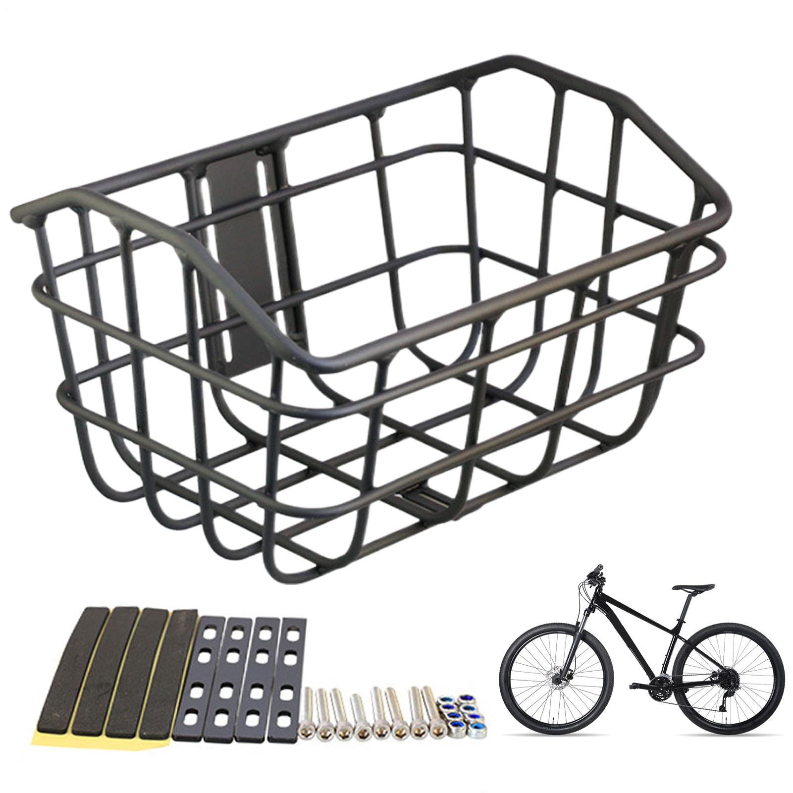 Cesta de Bicicletas - Alambre Desmontable con Fijación | de Metal Robusto Medio para Compras de Animales y Bolsas | Cuernos de Alambre de Bicicleta - Manillar para Excursiones
