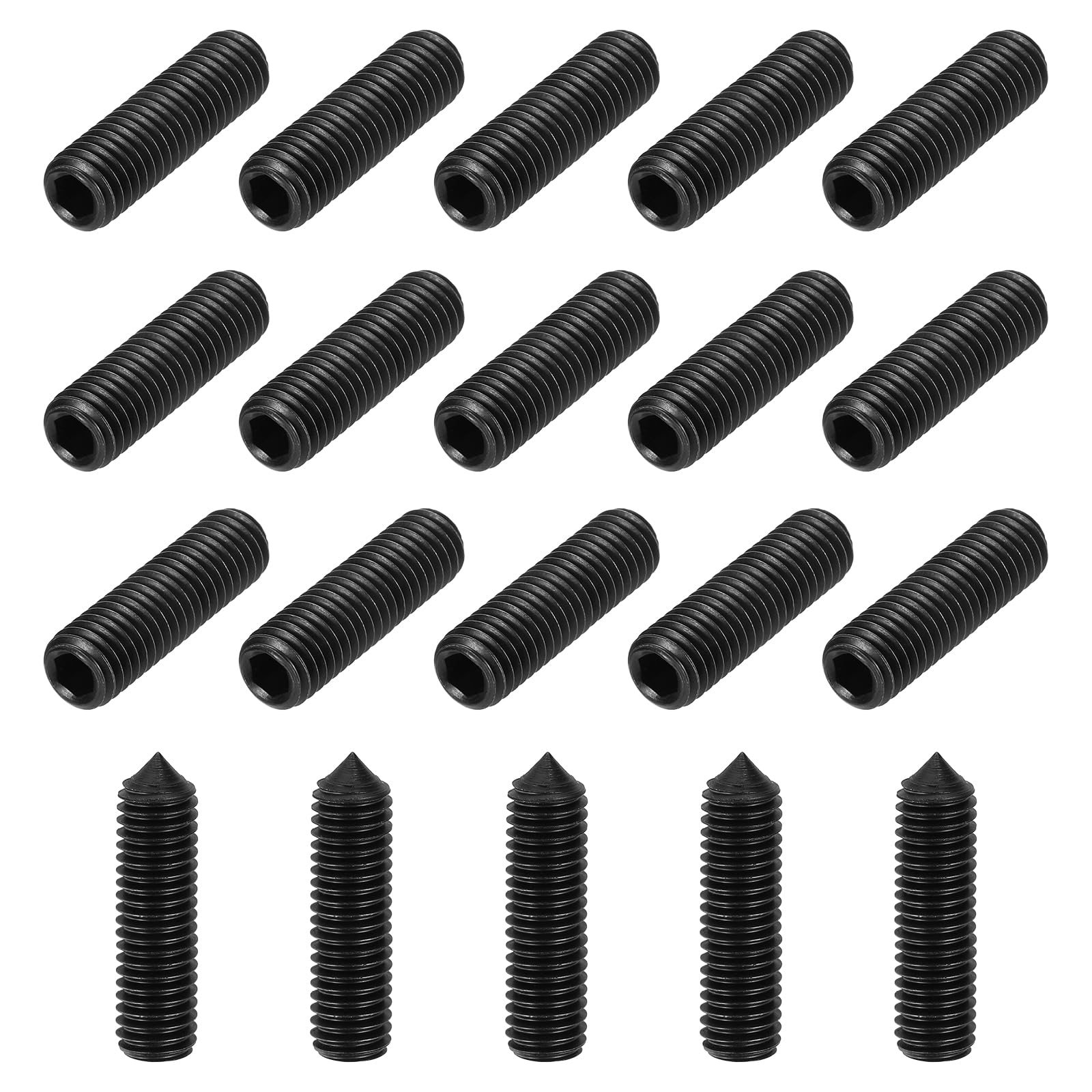 sourcing map 30 Pcs M8x30mm Cone Point Set Screws