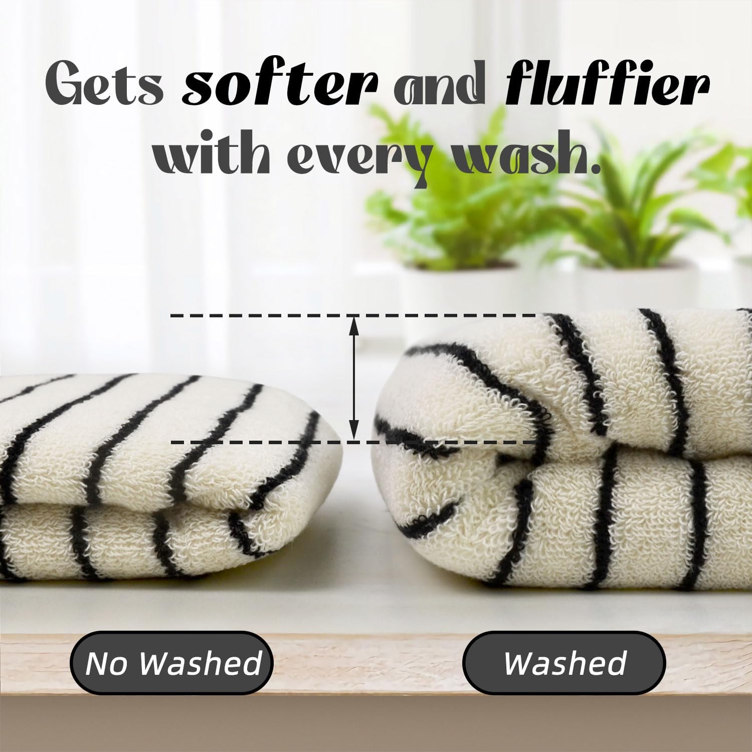 Jacquotha Hand Towels 4 Pack, Cotton Face Towels for Bathroom & Spa Days, Decorative Black Stripes for Kitchen Decor, 14” x 29” - Image 5