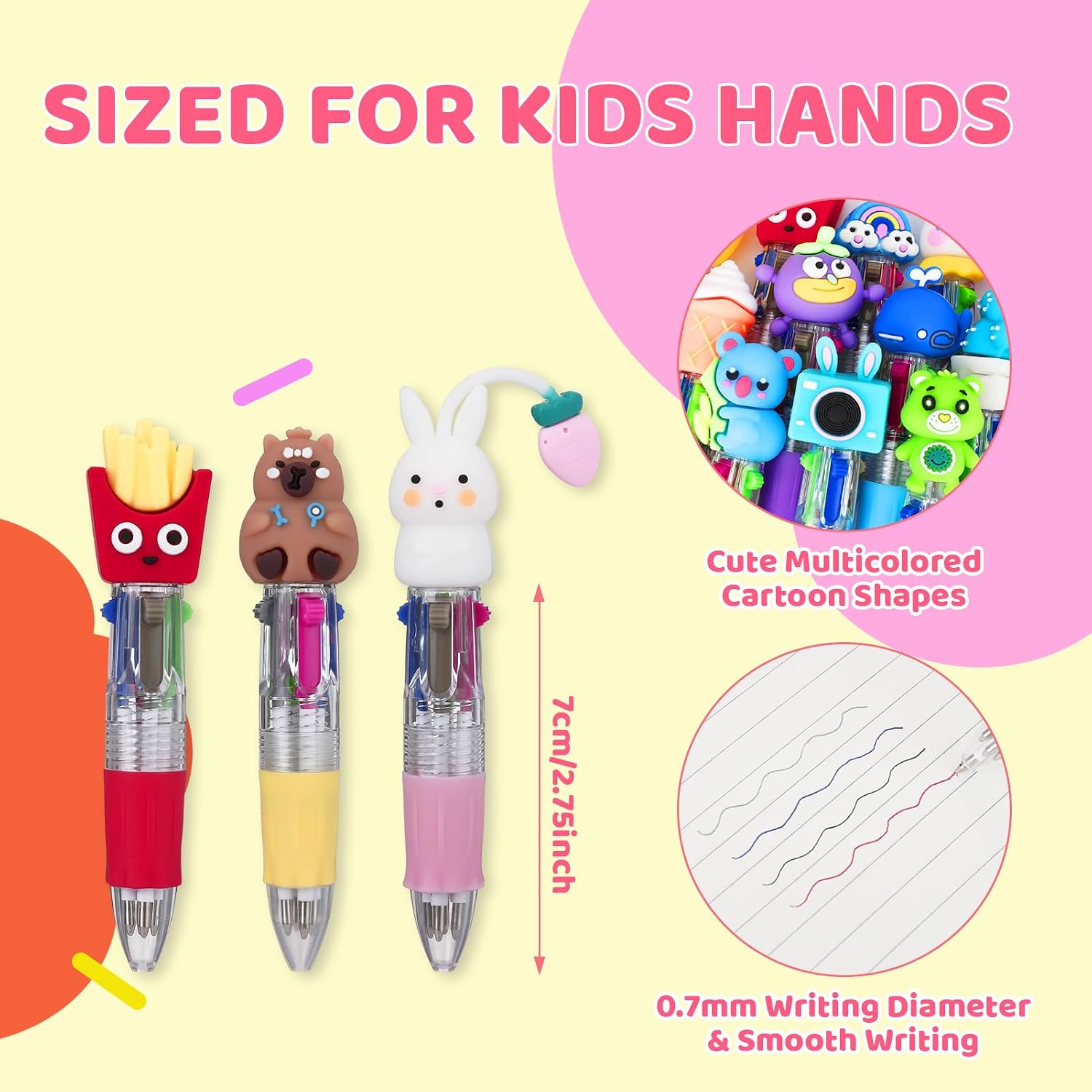 100Pcs Mini Multicolor Pens in One 4-in-1, Cute Pens Bulk for Kids, Delightful Ballpoint Pen Back To School Gifts, Assorted Ink Kawaii Pen