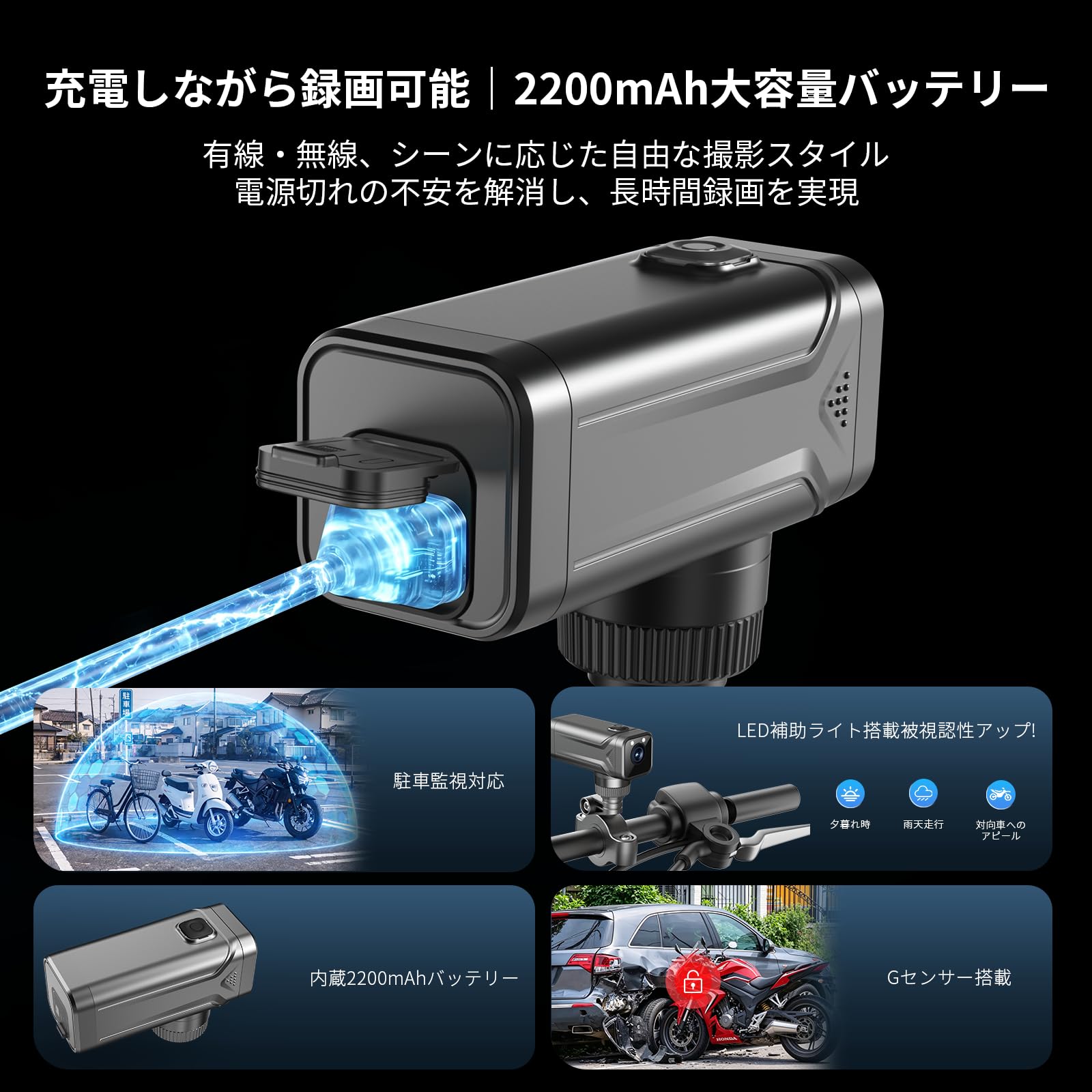 Amazon.co.jp: BOIFUN バイク ドライブレコーダー【配線不要