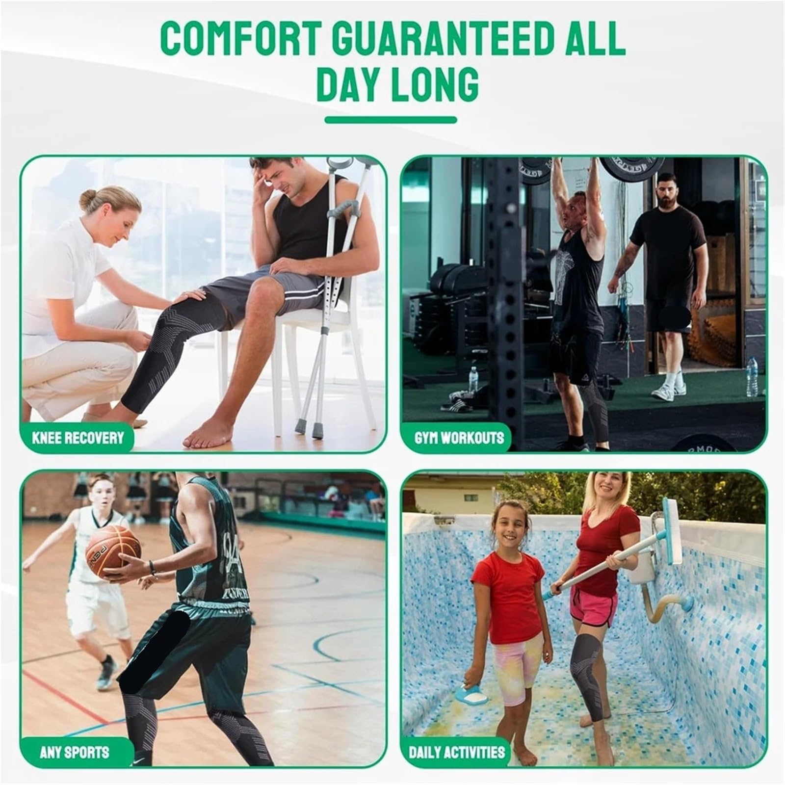 Gambali a compressione per tutta la gamba Manicotti for gambe a compressione 1/2 pezzo a lunghezza intera - Supporto for ginocchia e polpacci for for sport allenamento for uomini donne(Black-2PCS,L)