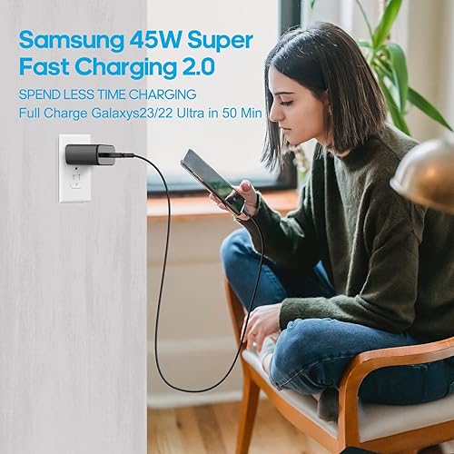 Miniatura 4 de Samsung Super Fast Charger Tipo C 45W GaN Power USB C Cargador PPSPD Bloque de carga rápida para Samsung Galaxy S24 UltraS24S24+S23