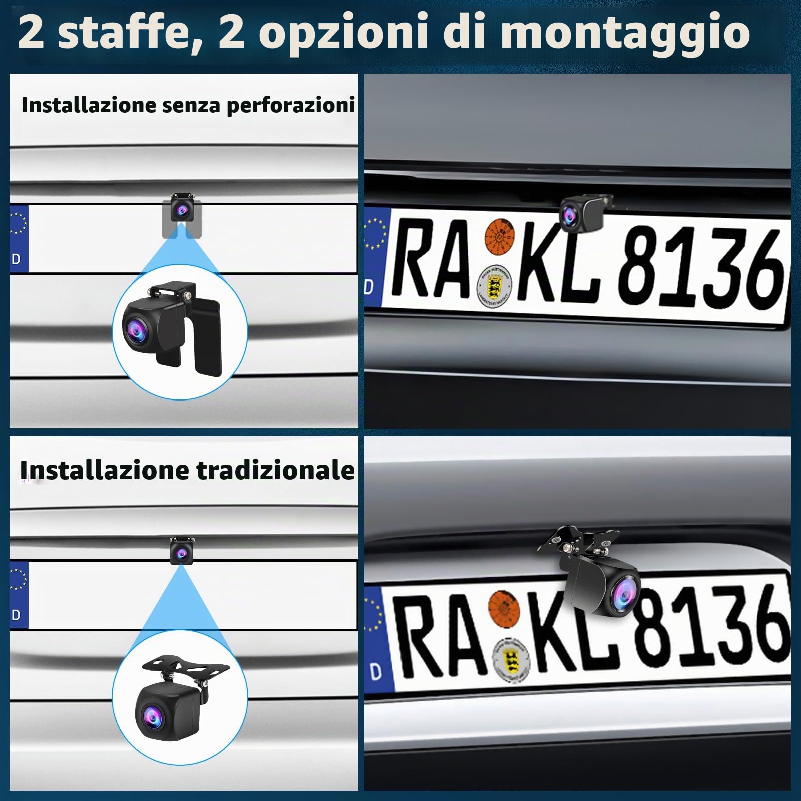 Vtopek Telecamera Posteriore Auto HD 1080P con 4,3" Monitor Plug-Play