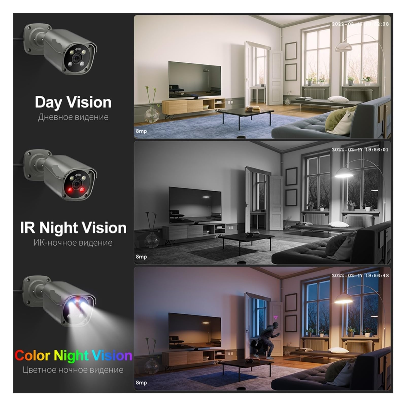 System Kamer Bezpieczeństwa 4K Ultra HD 8MP POE NVR Dwukierunkowy Dźwięk Detekcja Twarzy Kolorowy Zestaw Do Monitoringu CCTV W Nocy Wykrywanie Ruchu(None,8CH NVR 8PCS Camera)