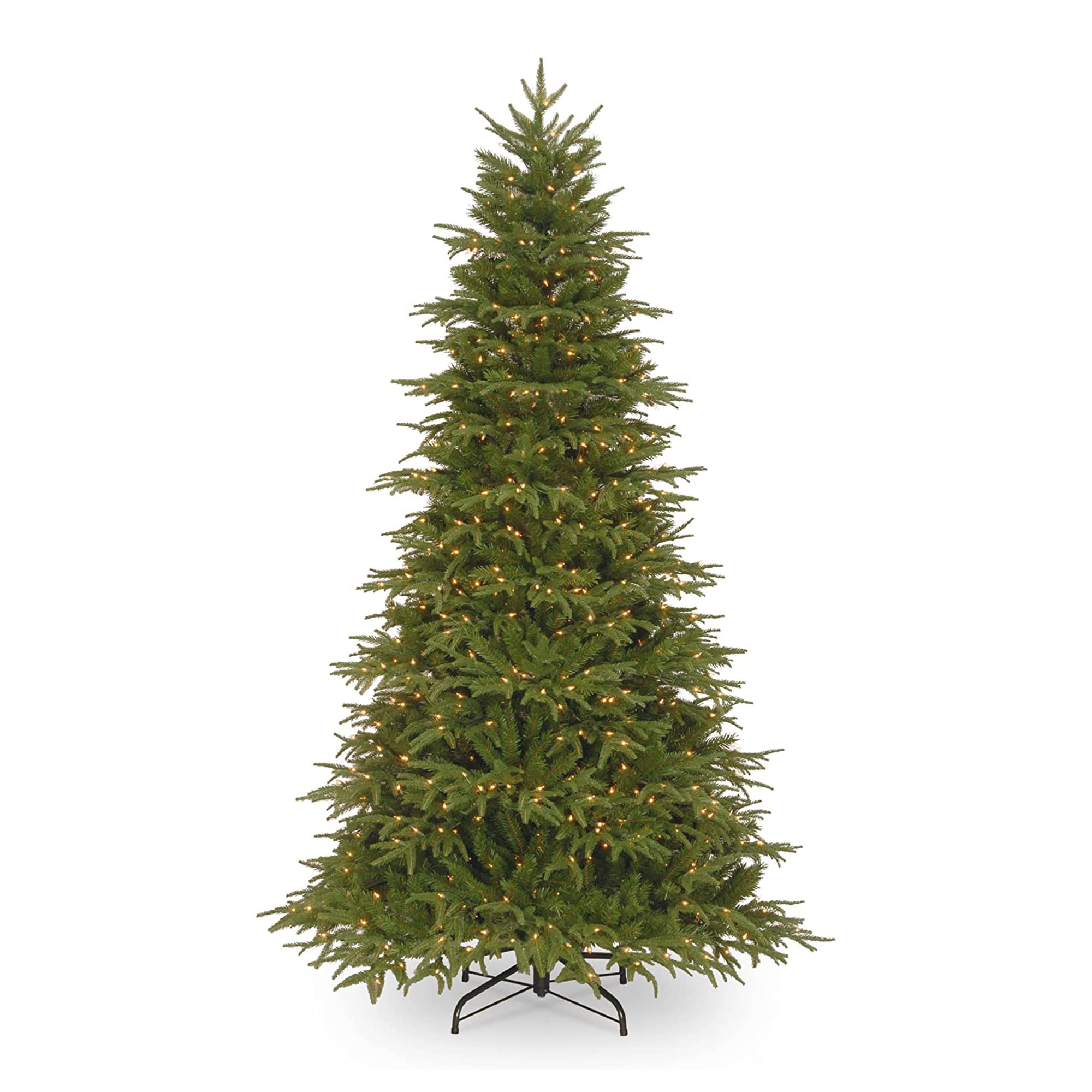 National Tree Company Pre-Lit 'Feel Real' Artificial Full Christmas Tree, Green, Northern Frasier Fir, White Lights, Includes Stand, 7.5 Feet