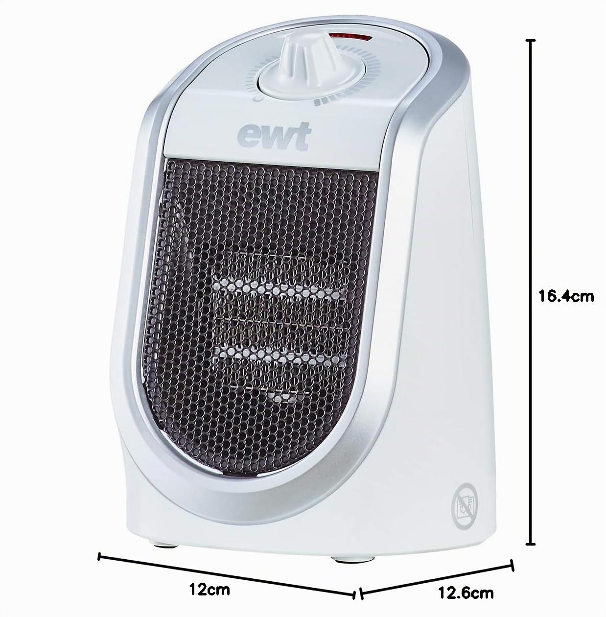 EWT Keramik-Heizlüfter DDF 250 W, kompaktes Tischgerät mit USB-Anschluss & Thermostat, Ladefunktion fürs Smartphone, Heizgerät mit LED Beleuchtung, stufenlos einstellbar, 250 W, Weiß