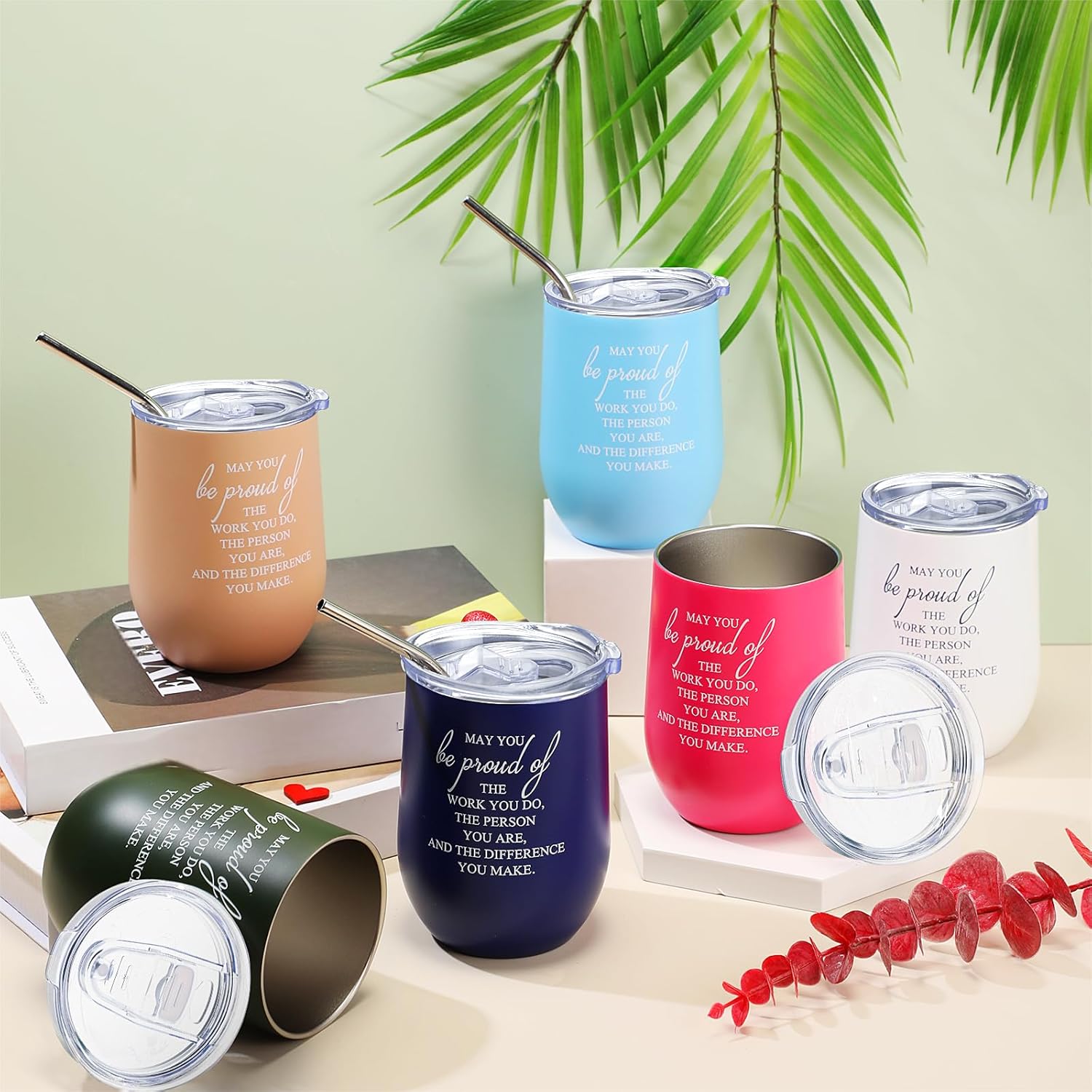 Sieral 12 Pcs Employee Valentines Appreciation Gifts Bulk for Women Men 12 oz Tumbler Stainless Steel Thank You Mug Gift Volunteer Coworker Office Team Nurse Social Worker(Be Proud of) - Image 5