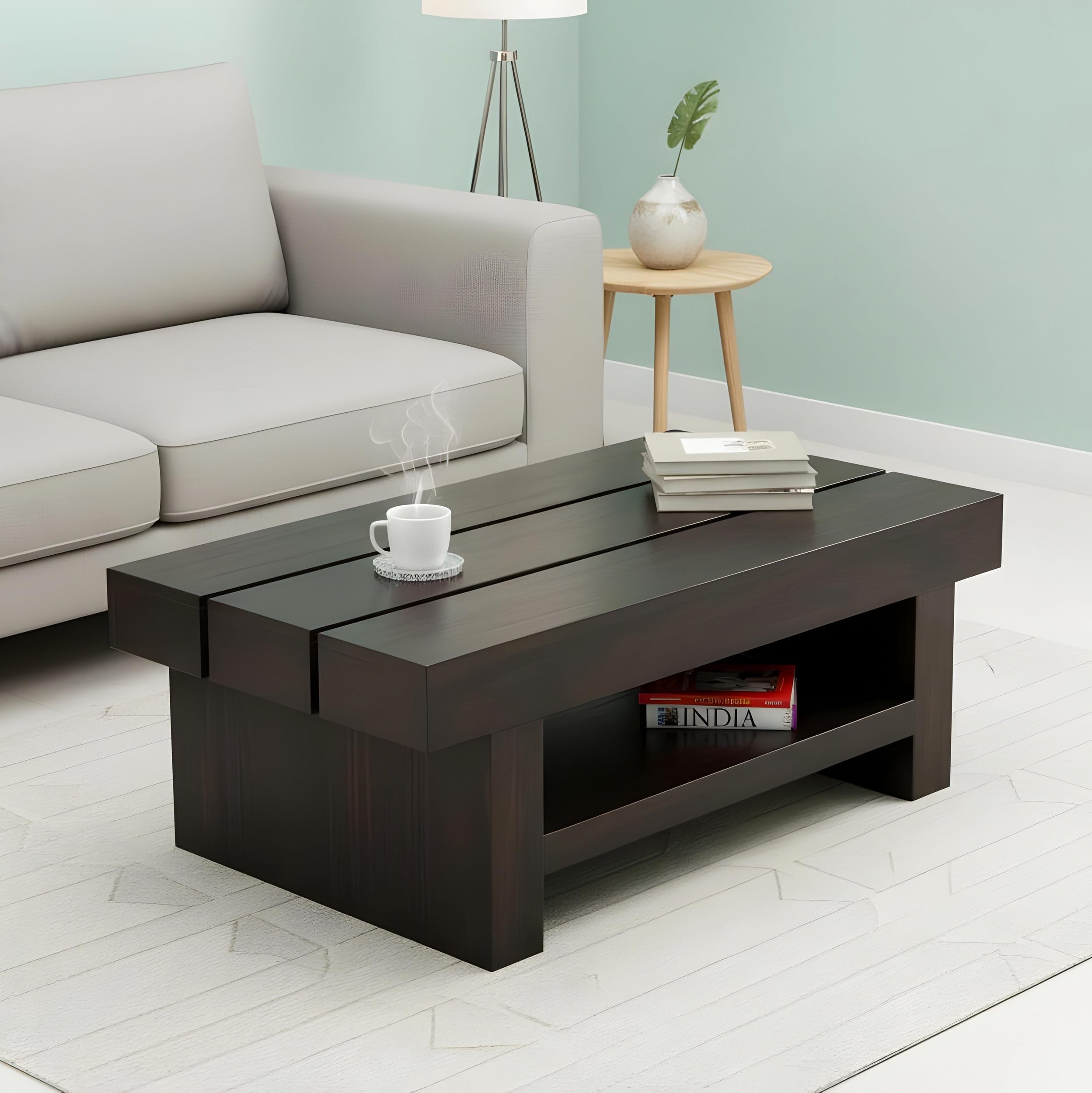 Ikiriya Piante Sheesham Wood Contemporary Rectangle Coffee Table/Center Table/Sofa Table in Dark Mahagony Finish for Living Room | Drawing Room | Bedroom | Hallway | Home | CAF | Hotel | Office-picture-15