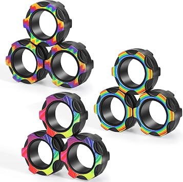 Parmaklar Manyetik Halka Fidget Oyuncaklar  Kayg  i in Renkli Sessiz Manyetik Y z kler 9 adet Manyetik Halka Yeti kin Gen ler ve  ocuklar i in Fidget Oyuncaklar
