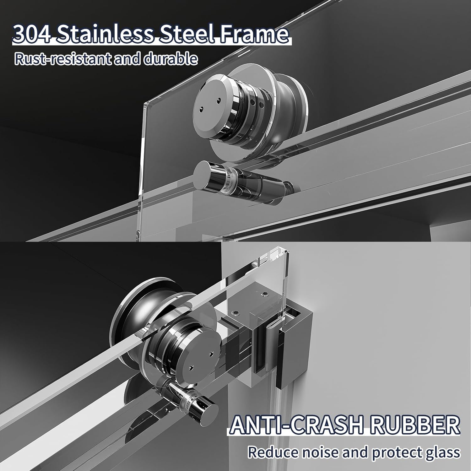 Single Sliding Shower Door 56-60" W x 76" H with 5/16"(8mm) Tempered Glass, Frameless Shower Glass Door, 304 Stainless Steel Frame, Easy to Clean Coating TX01 Chrome