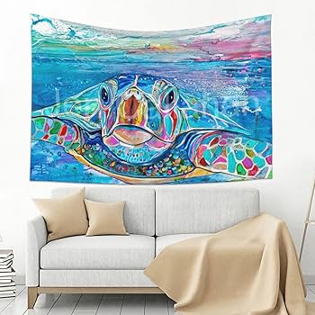 Amazon.co.jp: 亀柄 海亀 ウミガメ タペストリー おしゃれ