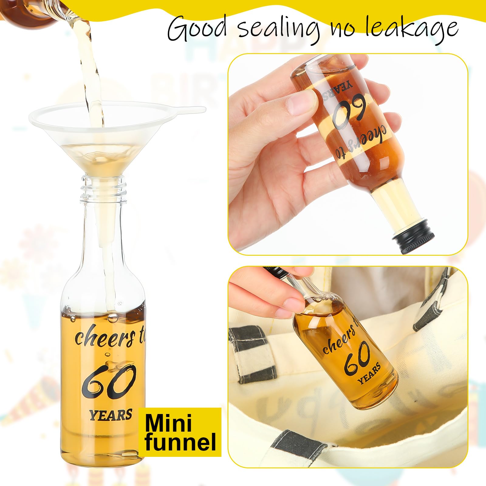 Amazon.com: Bokon 50 Pcs Cheers to 60 Years Mini Liquor Bottles