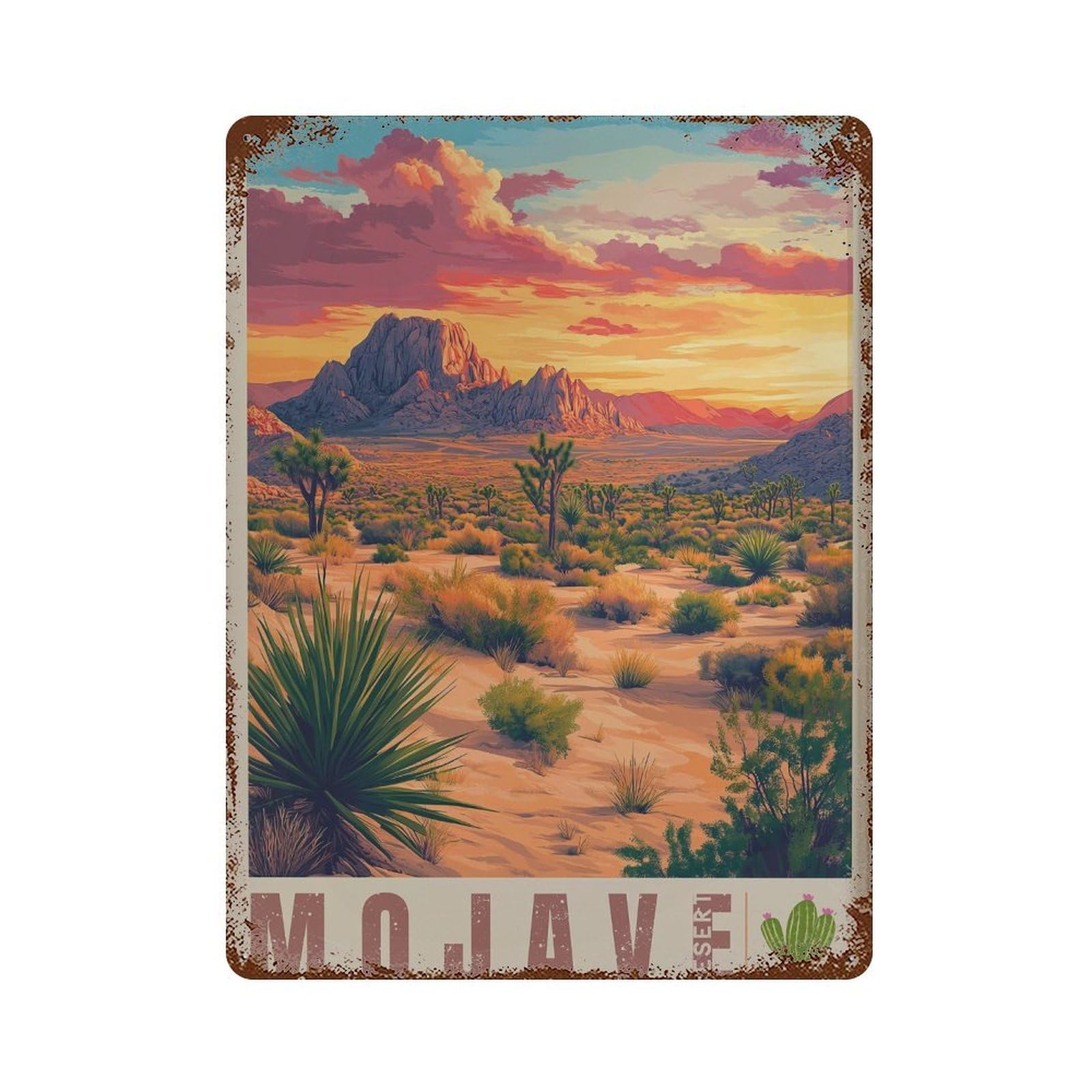 xiaoxiaoshen Mojave Desert USA Travel Southwest Landscape Joshua Tree Sunset Decor Wall Decor Art Metal Tin Poster Modern Home Decor Art Home Bar Shop Decorations Vintage Sign 40x30cm