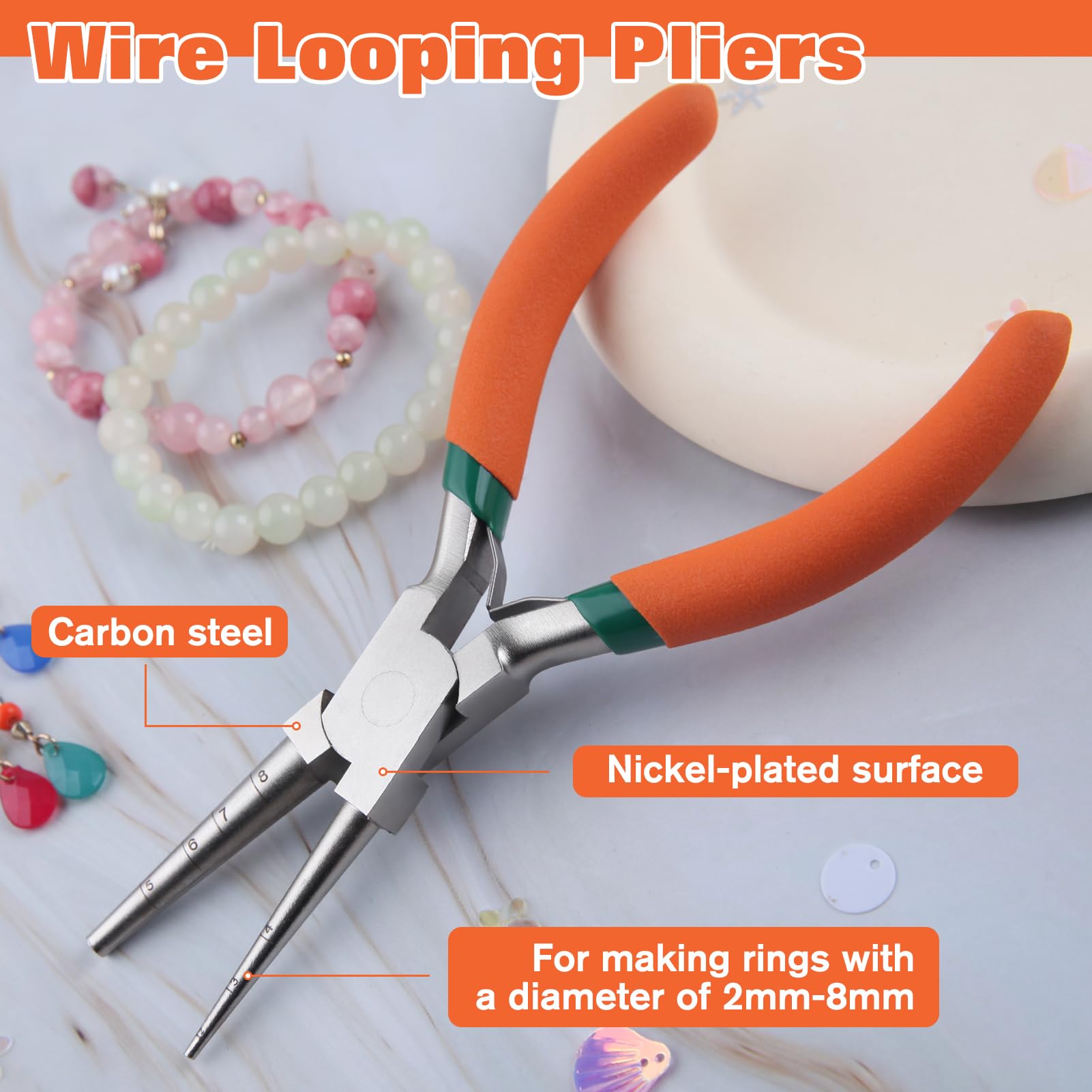 LEONTOOL Wire Looping Pliers Precision Round Nose Pliers 2mm to 8mm Bail Making Plier for Jewelry Making Looper Plier Wire Wrapping Tools for Bending Loops Hooks - Image 4