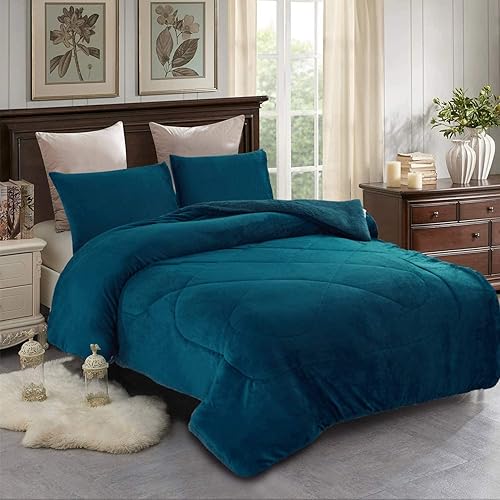 Miniatura 8 de MERRY HOME Manta de forro polar, 3 piezas, mullida, reversible, de felpa, borrego, con funda de almohada, impresa súper suave y cálida (tamaño Queen