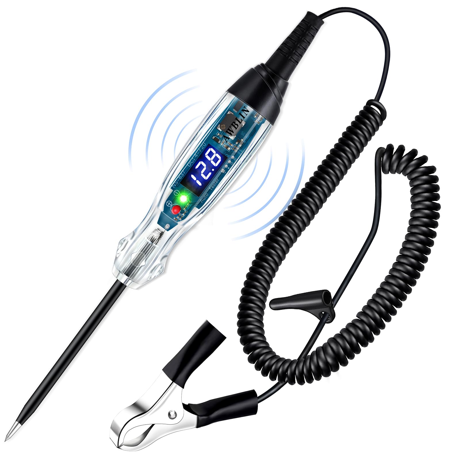 AWBLIN Upgraded Automotive Buzzer Test Light 4-60V DC Digital LED Circuit Tester, Heavy Duty Light Tester with Voltmeter, Auto Bidirectional Voltage Tester Electric Test Pen-image-4