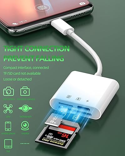 Miniatura 3 de Adaptador de carga para lector de tarjetas micro SD USB C (3 en 1), puerto tipo C, cámaras de unidad flash compacta, memoria TF compatible con
