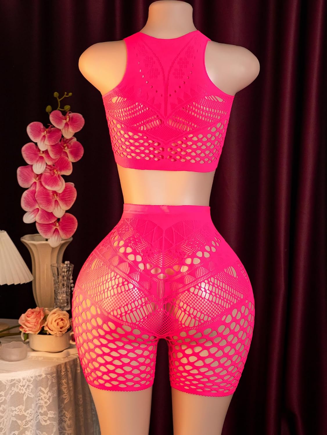 Women Fishnet Bodysuit Sexy Lingerie Mesh Bodystocking Rave Outfits