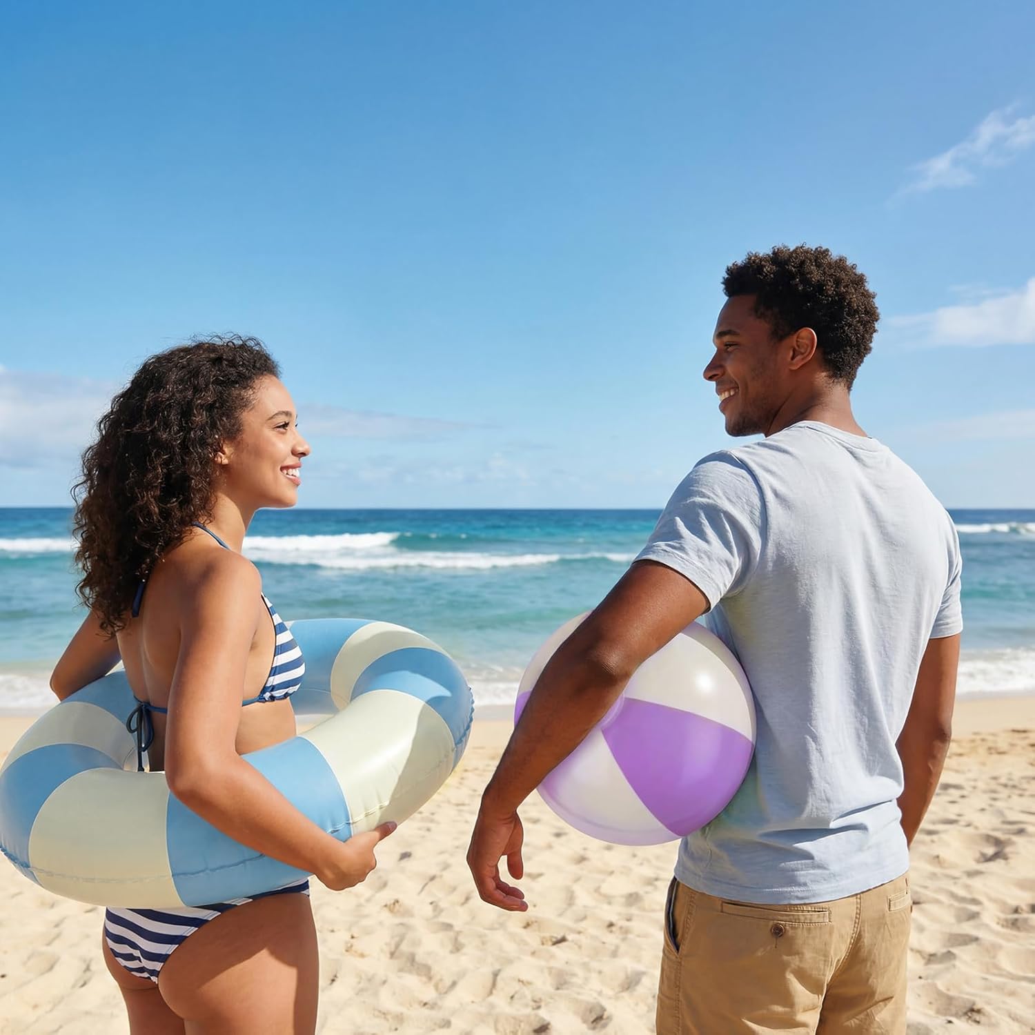 Lewtemi 8 Pcs Striped Pool Floats Inflatable Swimming Float Pastel Color Swimming Ring Beach Balls Inflatable Tubes Pool Ball Floaties Hawaiian Beach Summer Tropical Party for Adult