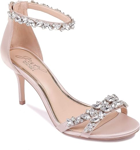 Jewel Badgley Mischka Women's Caroline Dress Sandal, Champagne, 8 M US