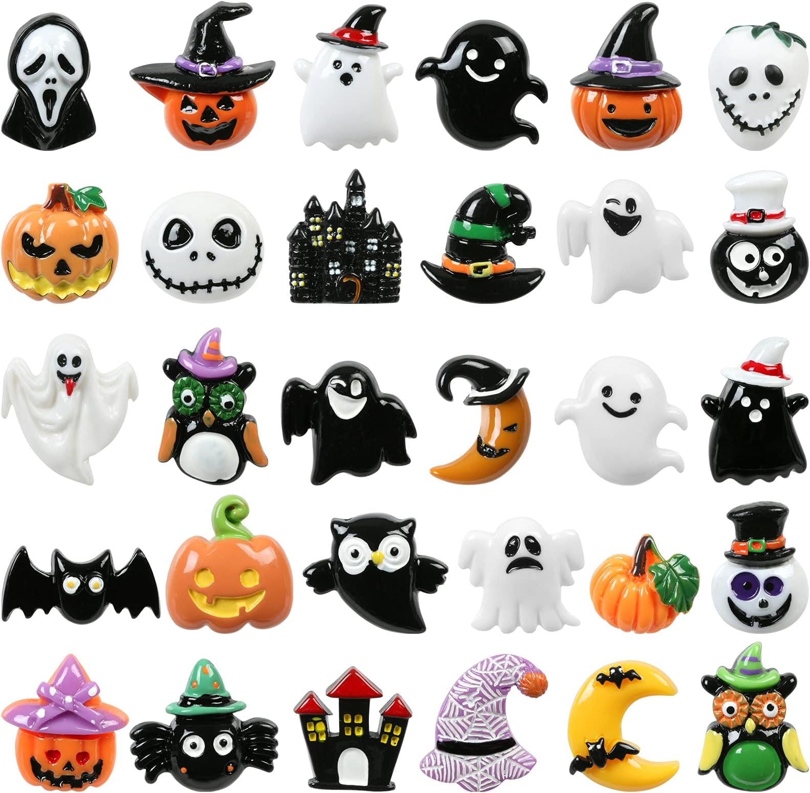 Kesote Halloween Resin Charms Flatback Resin Embellishment Ornaments for Halloween Treat Bag Fillers Trick or Treat Goodies DIY Crafts - Pack of 30