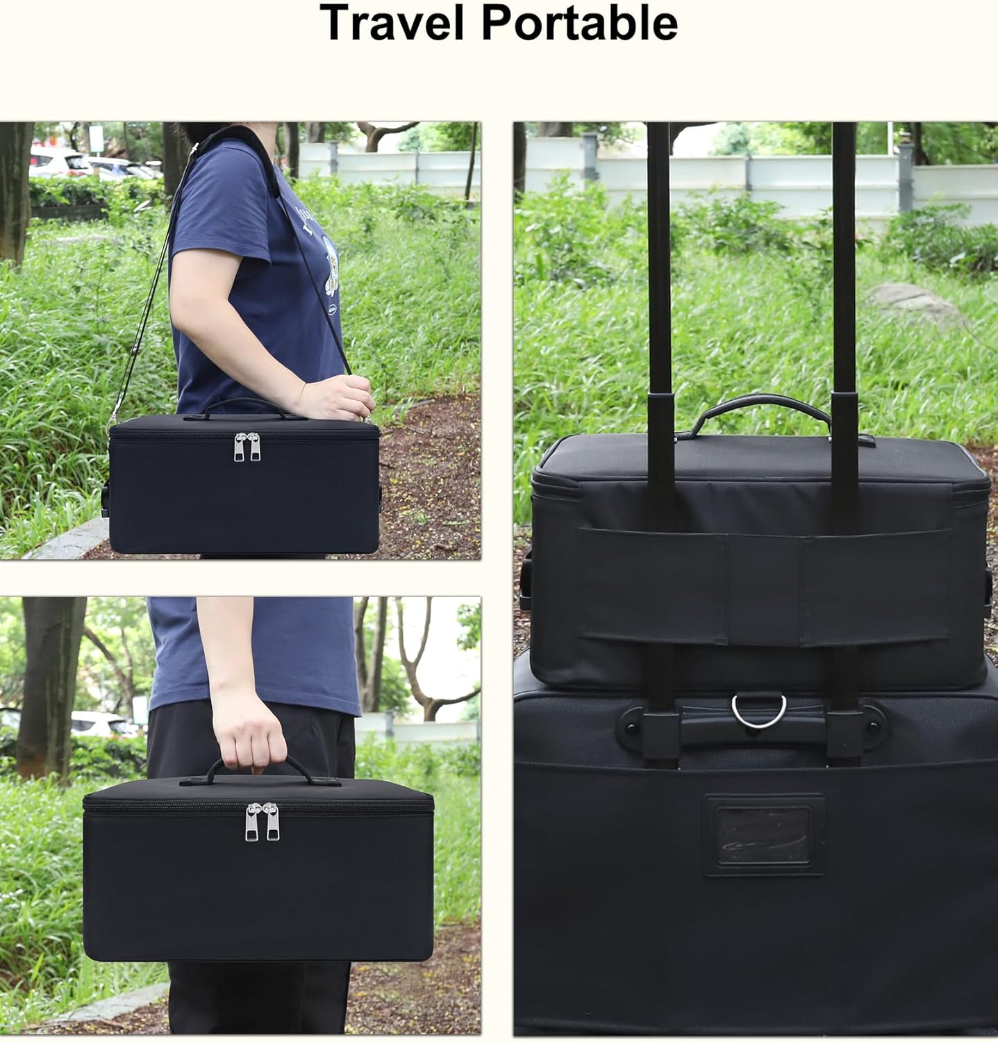 Relavel Makeup Bag Large Makeup Case Professional Cosmetic Storage Organizer Box Brush Holder with 3 Clear Set Bags for Makeup Artists with Shoulder Strap & Adjustable Dividers - Image 6